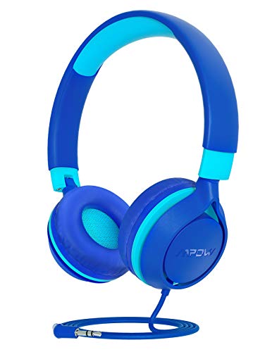 Mpow CHE1 Auriculares para niños, Volumen Limitado en el oído Auriculares para niños con Conector de Audio de 3.5 mm para niñas y niños, Auriculares con Cable Ajustable y Plegable