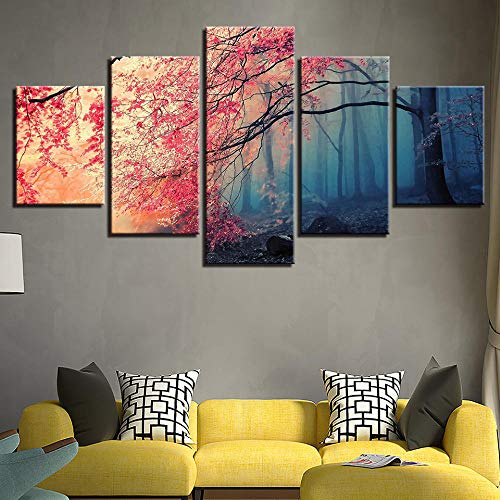 MSDEWLH 5 Lienzos HD Print Poster Decoración para El Hogar Mangrove Forest Picture Sakura Living Room Frame-100x55cm