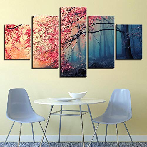 MSDEWLH 5 Lienzos HD Print Poster Decoración para El Hogar Mangrove Forest Picture Sakura Living Room Frame-100x55cm