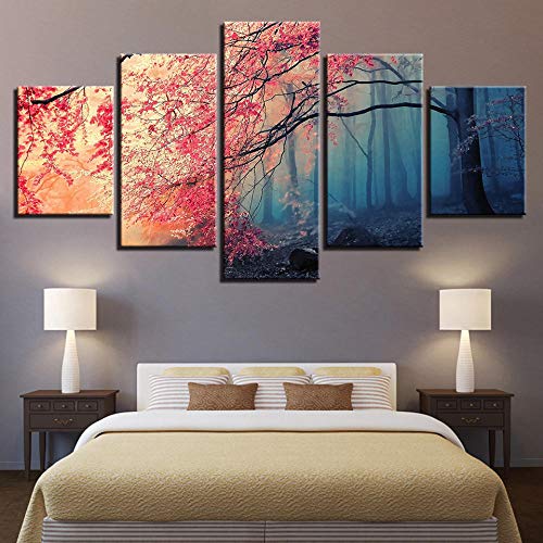 MSDEWLH 5 Lienzos HD Print Poster Decoración para El Hogar Mangrove Forest Picture Sakura Living Room Frame-100x55cm