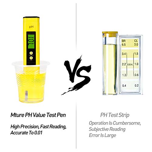 MTURE PH Medidor de Digital, Medidor de Prueba de Calidad del Agua LCD Retroiluminación y Funda, Laboratorios Escolares, Alimentos,Rango de medición pH 0~14