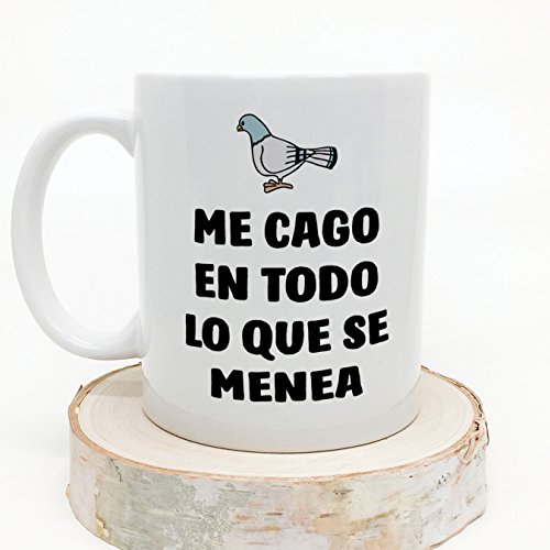 MUGFFINS Tazas Desayuno Originales con Frases motivadoras – Paloma: Me CAGO en Todo lo Que se menea - 350 ml