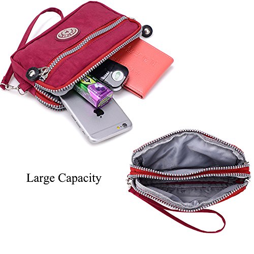 Mujeres Cartera Adaptador Capas Cremallera Bolso Impermeable Nylon Pulsera Bolsa Embrague Bolso de Mano Telefono Celular Bolsa Tarjeta Dinero Billetera