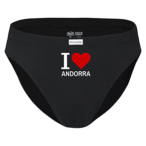 Multifanshop Slip Classic I Love Andorra - Slip para hombre, talla S - 2XL Negro XXL