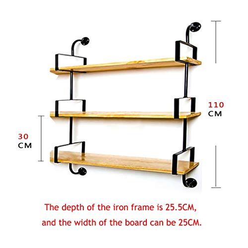 MYJBDLFY Los estantes flotantes rústicos montado en la Pared estantes de la Pared Industrial 3 Nivel (Negro)