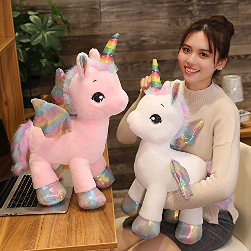 N / A 1 Pieza Gigante Caballo Suave Juguete de Peluche arcoíris alas Brillantes muñeco de Caballo de Peluche Animal Caballo niña 40 CM