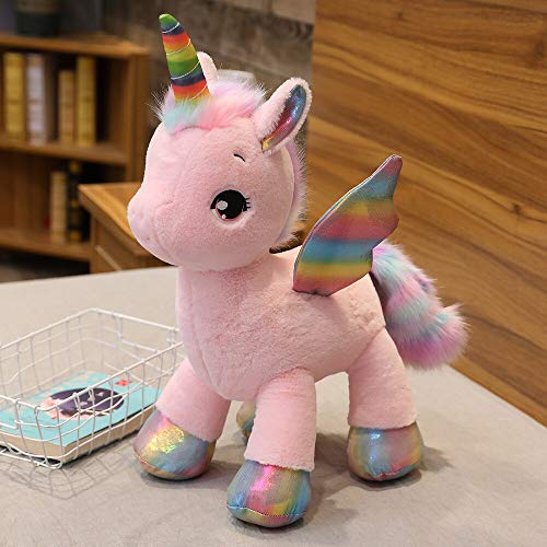 N / A 1 Pieza Gigante Caballo Suave Juguete de Peluche arcoíris alas Brillantes muñeco de Caballo de Peluche Animal Caballo niña 40 CM