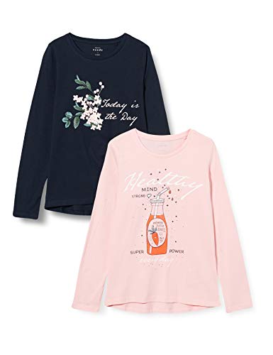 NAME IT NMFVEEN 2P LS Top KK Parte Superior, Colorete Coral, 98 cm para Niñas