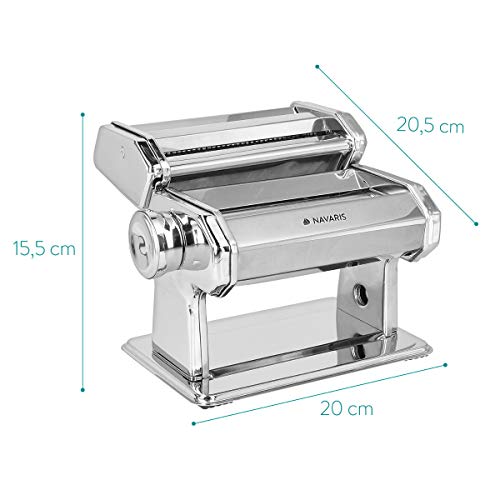 Navaris Máquina para Hacer Pasta Fresca - Accesorio de Cocina para Hacer lasaña tagliatelle espaguetti - Aparato para Estirar Masa de Pasta casera