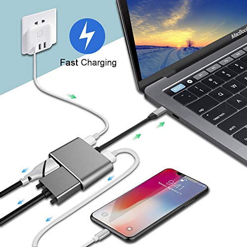 neefeaer Adaptador USB C a HDMI VGA 4k, USB C Hub con 4K HDMI, 1080P VGA, USB 3.0, Carga USB C PD, Compatible con MacBook Pro/Air/DELL XPS/Nintendo Switch/Samsung más