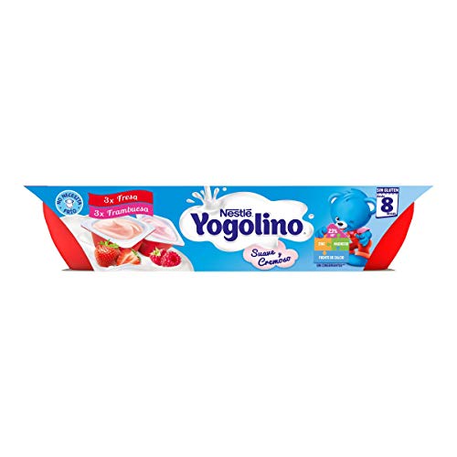 Nestlé Yogolino Postre lácteo Suave y Cremoso, 24 tarrinas de Fresa y 24 tarrinas Frambuesa - Para bebés a partir de 8 Meses, Paquete de 8 x 6 Tarrinas de 60g