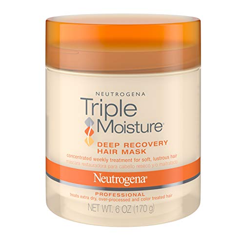 Neutrogena Triple Humedad Recuperación profunda Mascarilla Hidratante para Cabello Extra Seco, Cabello Dañado y Sobreprocesado, Tratamiento Hidratante con Oliva, Meadowfoam y Almendra Dulce, 6 oz (Paquete de 2)