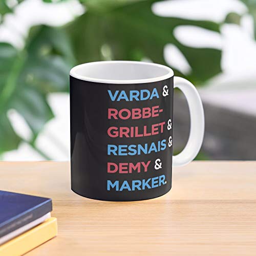 New Grillet Marker Wave French Varda Vague Nouvelle Resnais Demy Robbe La Mejor Taza de café de cerámica de mármol Blanco de 11 oz