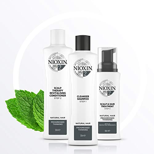 NIOXIN - Trial Kit (Champú, Acondicionador y Tratamiento) Sistema 2- CABELLO NATURAL_DEBILITAMIENTO AVANZADO_HIDRATACION LIGERA -(300ml+300ml+100ml)