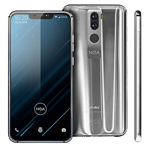 NOA N10 Smartphone 4G LTE Desbloqueado | Dual SIM | CPU 16 NM 8X 2.5 GHz | 6.18"19: 9 FHD + IPS | Android 8.1 | 64GB + 4GB | Cámara Dual de 16MP | ID de Rostro | Plata