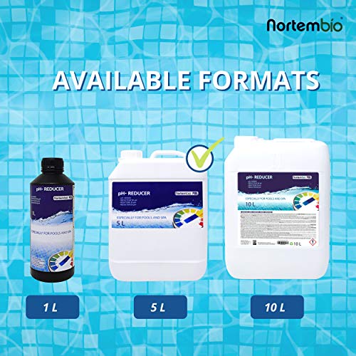 Nortembio Pool pH- Minus 5 L, Reductor pH Natural para Piscina y SPA. Mejora la Calidad del Agua, Regulador pH, Beneficioso para la Salud.