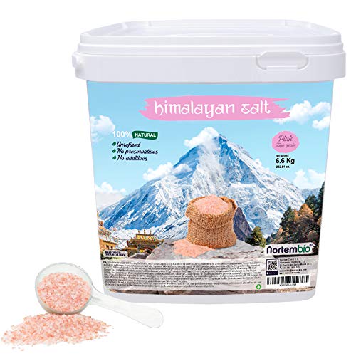 Nortembio Sal Rosa del Himalaya 6,6 Kg Fina (1-2 mm). 100% Natural. Sin Refinar. Sin Conservantes. Extraída a Mano.