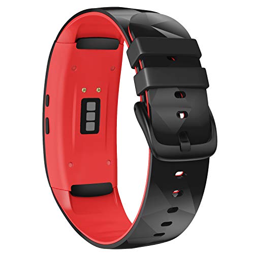 NotoCity Compatible con Correa Gear Fit 2 / Gear Fit 2 Pro Silicona Pulsera de Repuesto (L, Negro+Rojo)