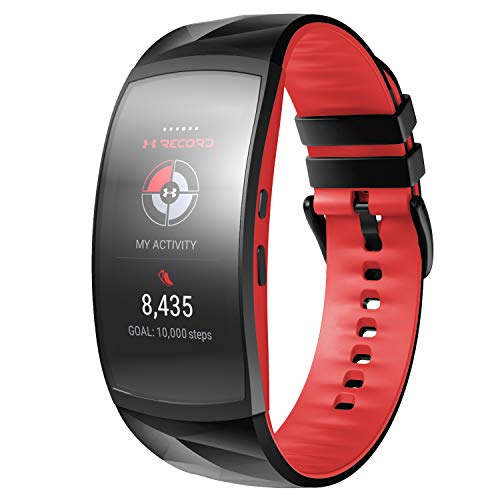 NotoCity Compatible con Correa Gear Fit 2 / Gear Fit 2 Pro Silicona Pulsera de Repuesto (L, Negro+Rojo)