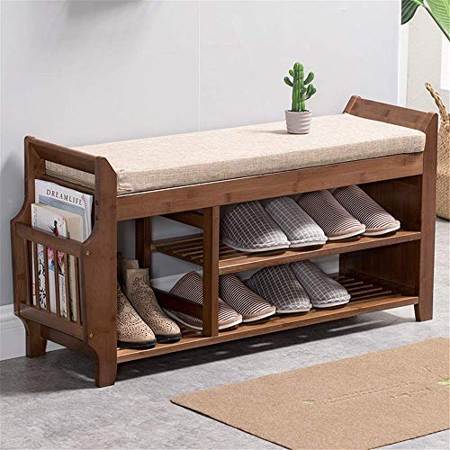 Nuokix Guardar espacio Zapatero de 3 gradas Puerta de entrada del organizador del almacenaje del zapato con asiento estante for botas ideal for Pasillo Baño Sala Corredor cocina y el jardín 100% de ba