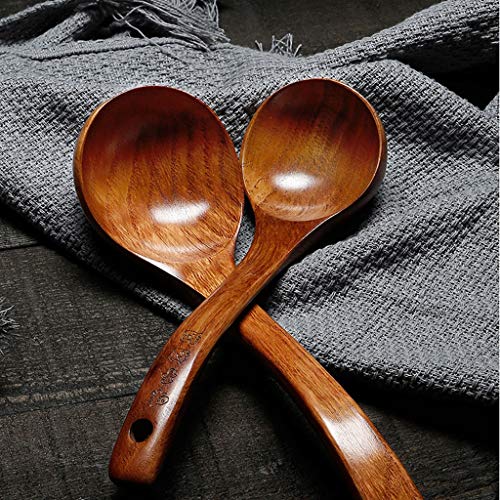 NYKK Cucharones para Servir Hogar Grande del Estilo Coreano de gachas de arroz de Madera Cuchara de Madera Mango de una Cuchara Larga Cuchara Grande Sopa Cuchara para Espaguetis (Color : 1 Pack)