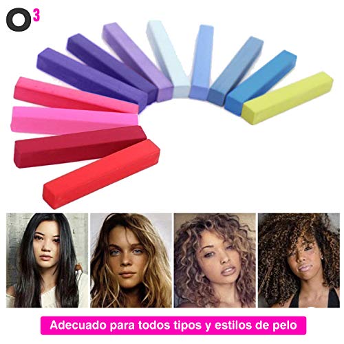 O³ Lola Party Tiza Pelo Niña De 12 Colores - Tiza Pelo Temporal Para Fiestas, Disfraces, Cumpleaños – Tizas Pelo Lavables No Tóxicas – Tizas Para El Pelo