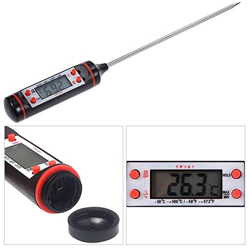 OcioDual Termometro de Cocina Comida para Temperatura Carne Bebidas Barbacoa BBQ Negro Kitchen Thermometer Digital Food Meat