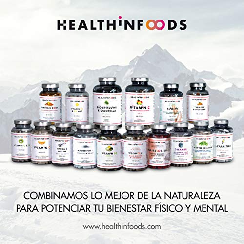 Omega 3 Healthinfoods Aceite de Pescado Ultra Puro -2250mg DHA+450 EPA/Dosis diaria con Vitamina E-180 cápsulas-Efecto Anti inflamatorio-Reduce la presión arterial-Fabricado en España-GMP