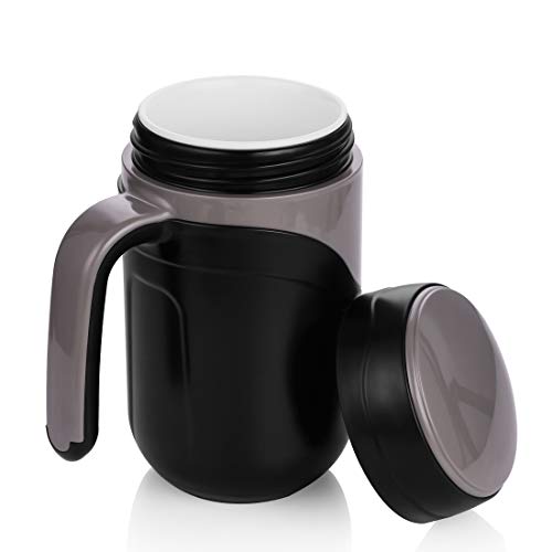 Oneisall Taza de viaje – 380 ml de cerámica térmica de doble pared – Taza de oficina sin plomo – Taza aislada (negro)