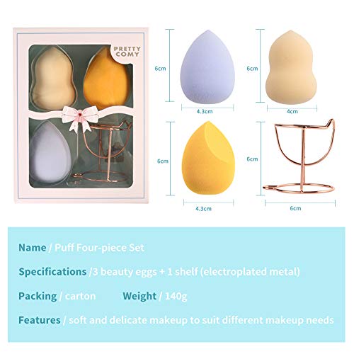 Onkessy 3Pcs Makeup Sponge Set with Dry Holder Stand Cosmetic Egg Sponge Set Dry-wet Dual-use Powder Puff Multi-colored Makeup Sponges