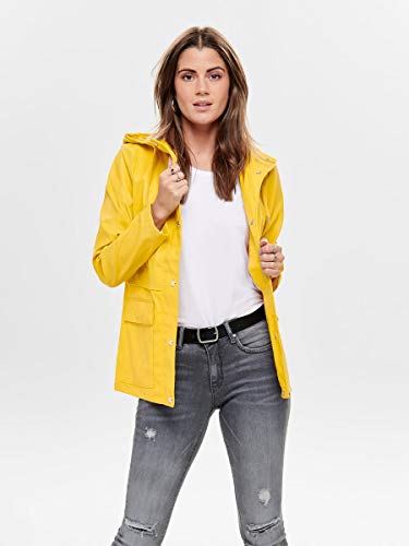 Only onlTRAIN Short Raincoat OTW Noos impermeable, Amarillo (Yolk Yellow Yolk Yellow), 42 (Talla del fabricante: X-Large) para Mujer