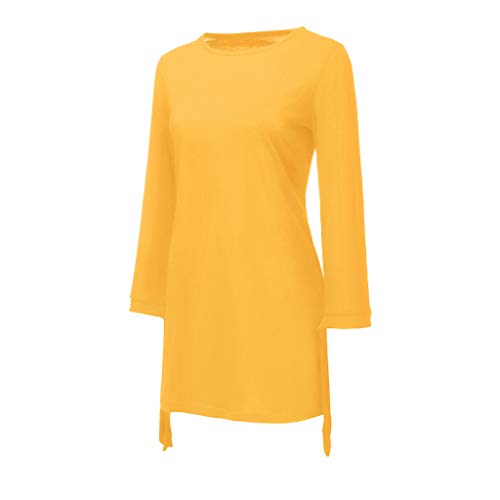 OPAKY Vestido para Mujer Vestido de Mujer Cortos Elegantes Invierno Manga Larga Fiesta Tallas Grandes Otoño Casual Moda O-Cuello Arco Sólido Vestido Elegante Primavera Mini Vestidos Sueltos