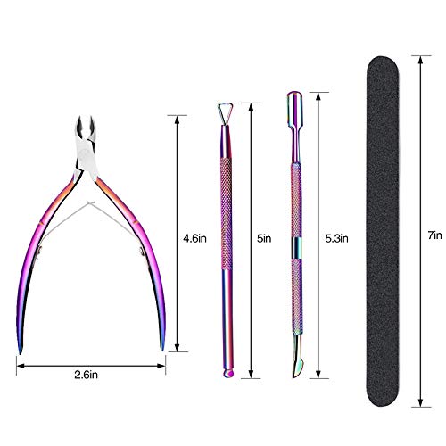 OurTop Pinza de Cutículas con Levantador de Cutícula Removedor, 5PCS Alicate Para Cutículas y Herramienta de cortador de cutículas para las Uñas de Dedos de Manos y Pies