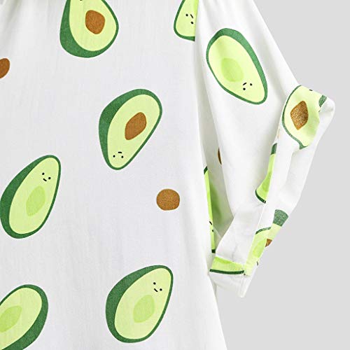 Overdose Camisas Hombre Manga Corta Debajo Cuello Divertido Aguacate Impreso Camisas Casuales Blusa Informal para Fiestas Viaje Camisa Hawaiana