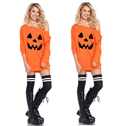 OverDose mujer Hombro FríO Calabaza Traje De Moda De Halloween Mujer Mejor Venta De Disfraces De Halloween