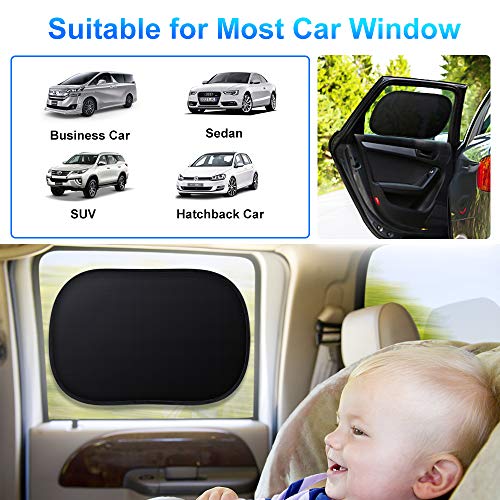 Oziral Parasol de Coche 3 Piezas Ventana Lateral Trasera Parasol Coche con Protección UV Extra Oscura para Bebés y Niños Fácil Instalación (Negro)