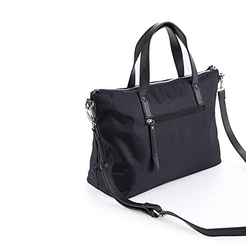 PACO MARTINEZ | Bolso de mano nylon negro casual |Incluye asa bandolera extraíble