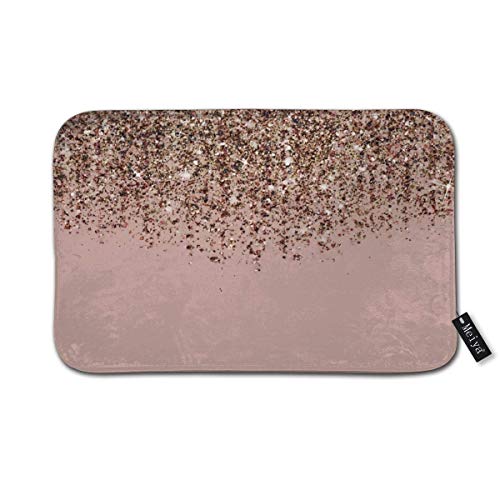 PageHar Blush Pink Rose Gold Bronze Cascading Glitter Bath Rug Door Mat Soft and Absorbent Bathroom Mat Anti-Slip and Plush Bath Mat for Bathroom Living Room and Laundry Room 15.7"x23.6"