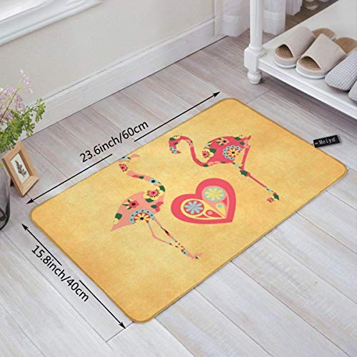 PageHar Pink Flamingo Love Bath Rug Door Mat Soft and Absorbent Bathroom Mat Anti-Slip and Plush Bath Mat for Bathroom Living Room and Laundry Room 15.7"x23.6"