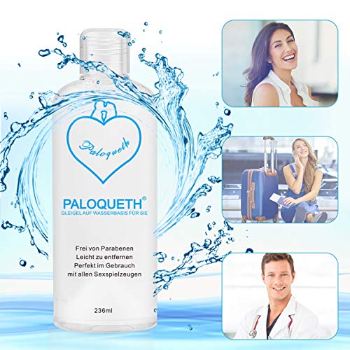 PALOQUETH Gel Lubricante a Base de Agua Íntimo Sexual Natural （236ML）Geles Efecto de Larga Duración Funciona con Todos los Tipos de Condones de Látex yJuguetes de Silicona