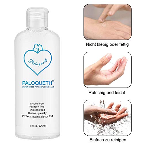 PALOQUETH Gel Lubricante a Base de Agua Íntimo Sexual Natural （236ML）Geles Efecto de Larga Duración Funciona con Todos los Tipos de Condones de Látex yJuguetes de Silicona