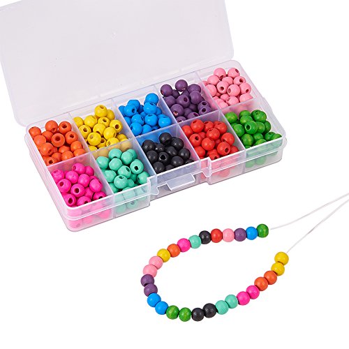 Pandahall 340~350 Pcs Cuentas de Madera para Ábaco, Abalorios de Maders, Accesorios para Joya DIY, Fabricación de Pulsera, Collar, Juguetes para Niños, en Colores Surtidos, Libre de Plomo, 7x6x2mm