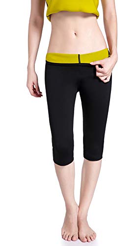 Pantalones de Sauna Deportivo Neopreno Leggings Alta Cintura Reductora Quemar Grasa Pérdida de Peso Desarrollo Muscular Sudor Yoga Running Fitness Elástico para Mujer (Negro, M)