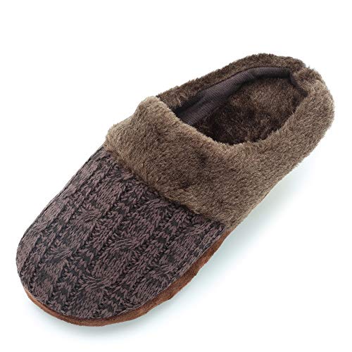 Pantuflas Hombre Mujer Espuma de Memoria Lana Viscoelástica Pantufla de Estar por Casa Invierno (36/37 EU, Cable Tejido marrón Chocolate Mujer)