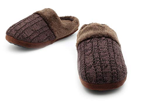 Pantuflas Hombre Mujer Espuma de Memoria Lana Viscoelástica Pantufla de Estar por Casa Invierno (36/37 EU, Cable Tejido marrón Chocolate Mujer)