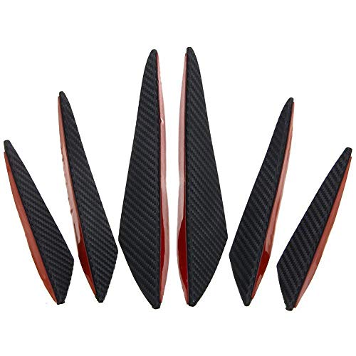 Paragolpes 6pcs del coche universal que labra los accesorios del tope delantero del labio de goma Fin Spoiler Splitter Canard Valence engomada de la fibra de carbono Negro ( Color : Carbon fiber )