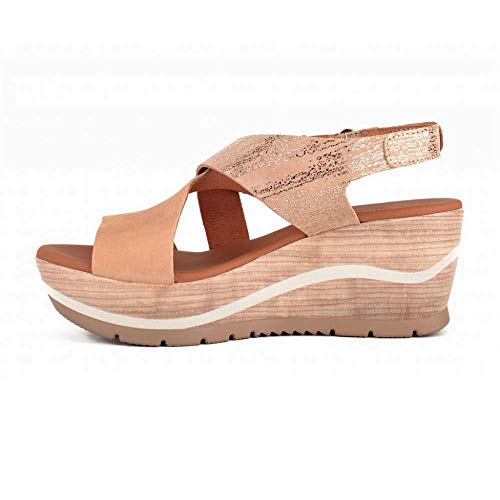 PAULA URBAN - Sandalias Casual - Cuero para: Mujer Color: Nabuk-Goya/Camello-Tostado Talla: 36