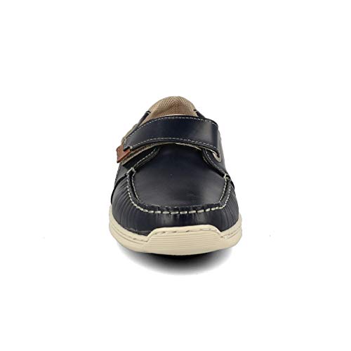 PAYMA - Zapatos Casual Hombre de Piel. Náuticos Deportivos. Plantilla e Interior Acolchado. Piso de Goma. Cierre Cordones o Velcro. Marrón y Azul Marino. Tallas Grandes