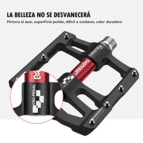 Pedales MTB Bicicleta Montaña de Ciclo, Pedales mtb Plataforma, 3 Rodamientos, Bicicleta CNC de Aleación de Aluminio Ultraligero Ultra Eje Teniendo Sellado Pedales de Carreras Antideslizantes