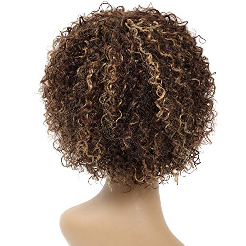 Peluca de pelo humano rizado con flequillo, fina y rizado con flequillo, peluca completa rizada para mujeres negras, pelo humano 130% densidad hecha a máquina, color negro natural